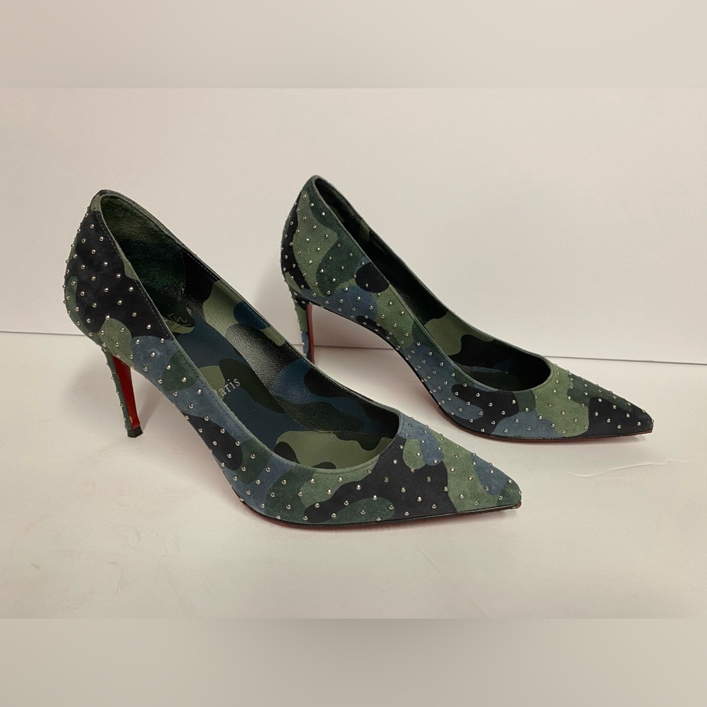 Christian Louboutin Kate plume suede pumps heels camo 35.5 - Picture 3 of 13